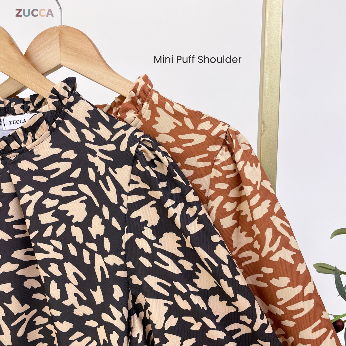 ZUCCA SHIMA RUFFLE NECK LEOPARD KASUAL WOMEN BLOUSE - DM250