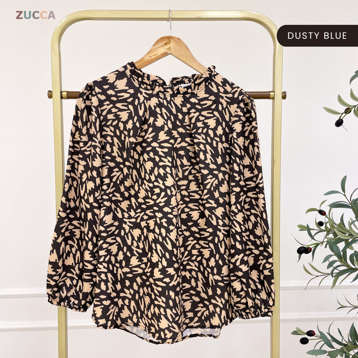 ZUCCA SHIMA RUFFLE NECK LEOPARD KASUAL WOMEN BLOUSE - DM250