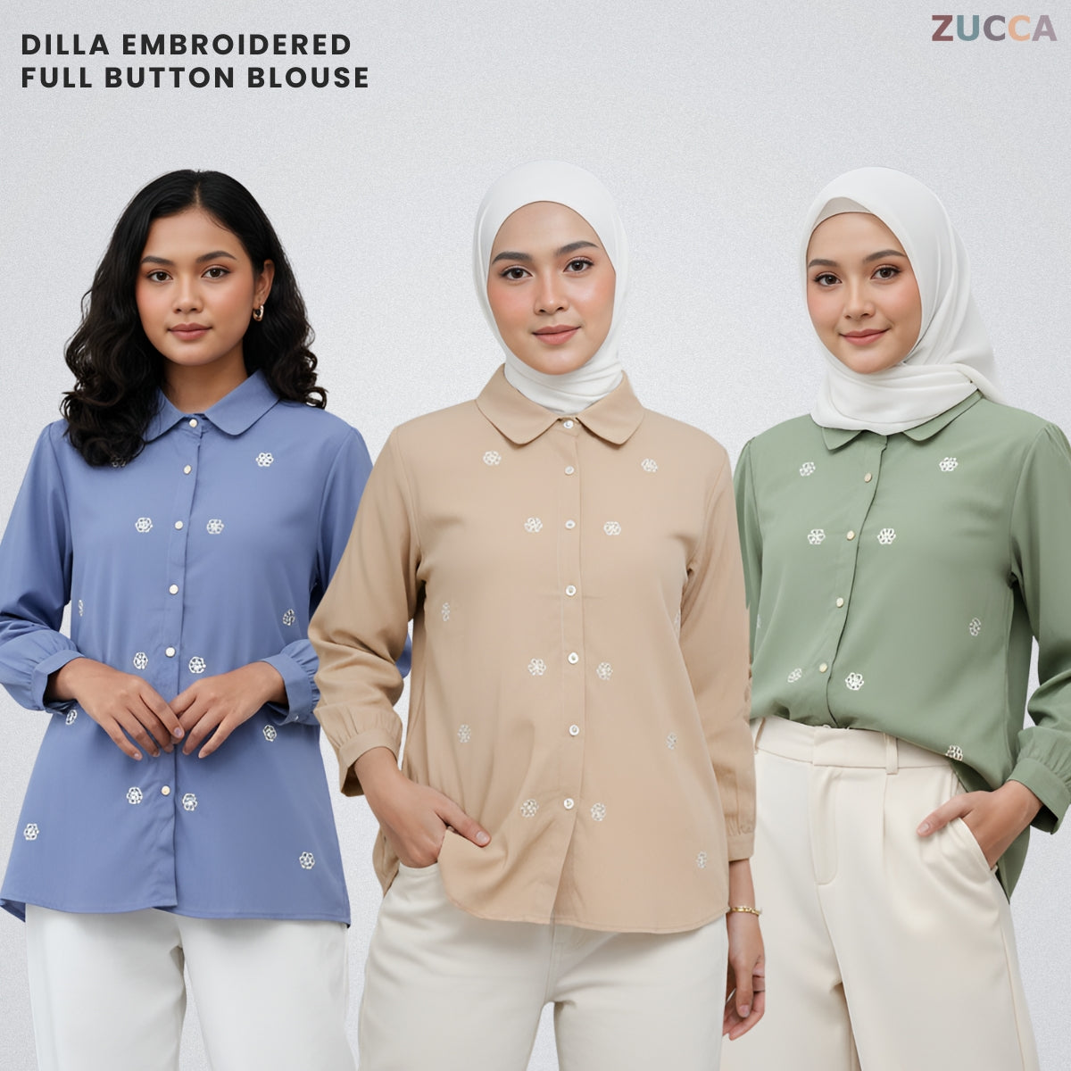 ZUCCA DILLA KEMEJA BERBUTANG PENUH DENGAN SULAMAN - DM251