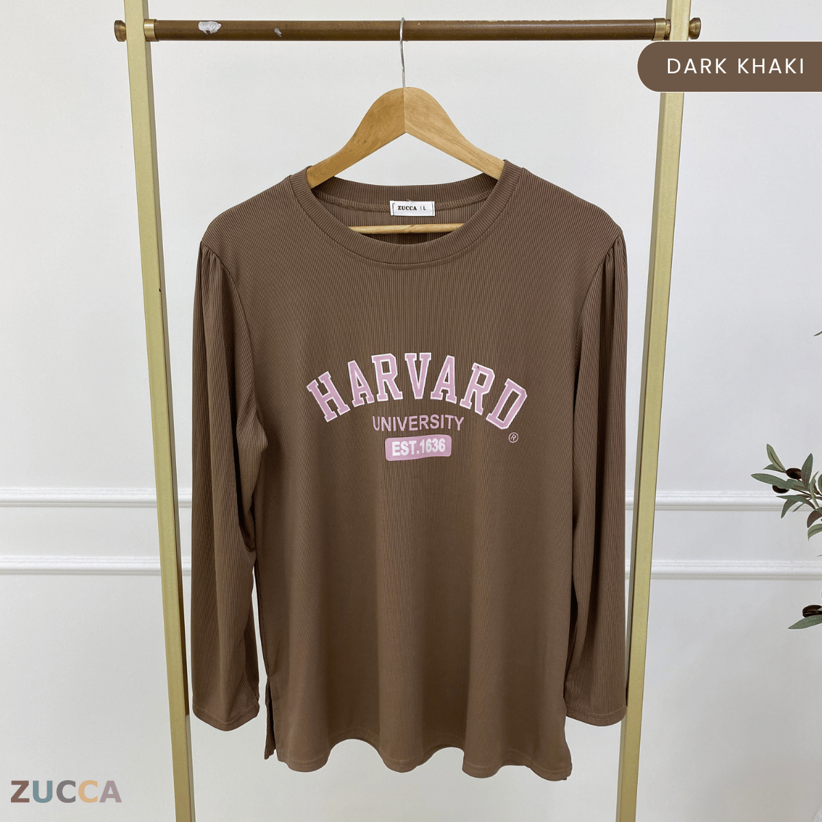 ZUCCA HELENA BAJU KASUAL WANITA - DM266 COTTON RIBBED SHIRT