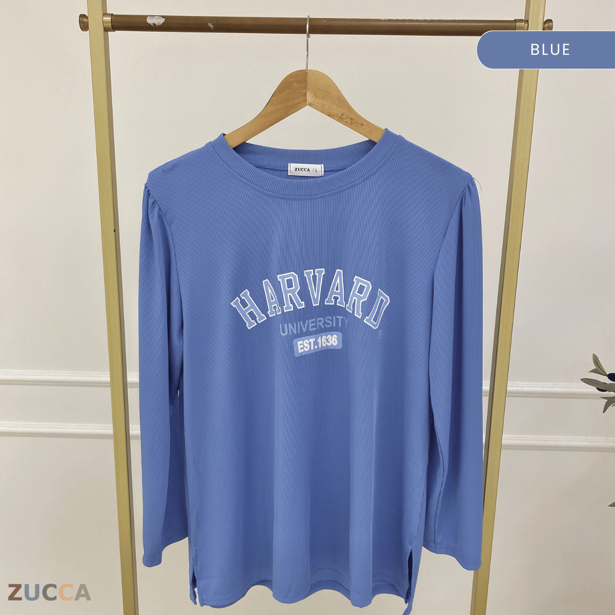 ZUCCA HELENA BAJU KASUAL WANITA - DM266 COTTON RIBBED SHIRT