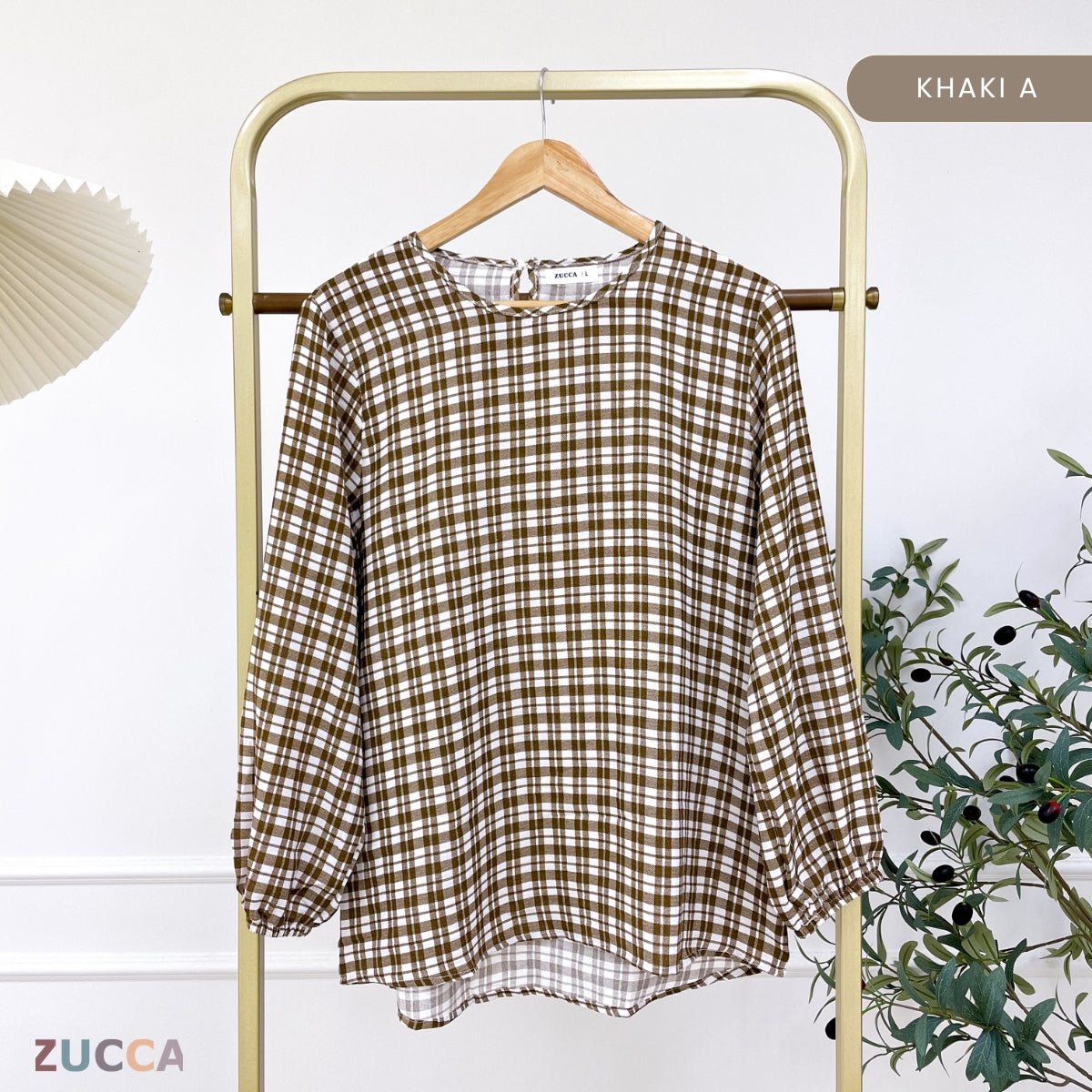 ZUCCA TISHA BLOUS WANITA BERKOTAK LENGAN PANJANG - DM267