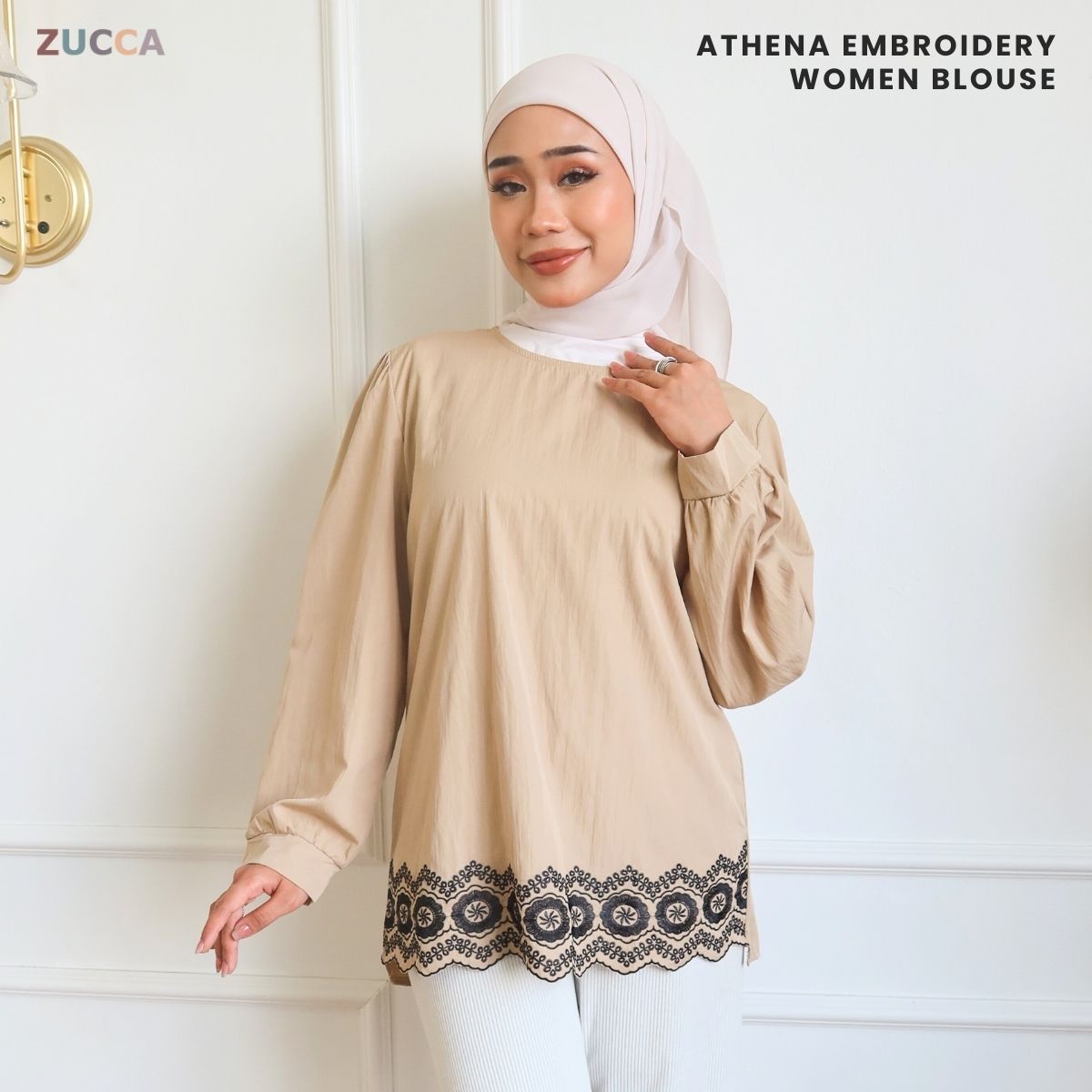 ZUCCA ATHENA BLAUS KASUAL WANITA - DM268 CRINKLED COTTON BLOUSE
