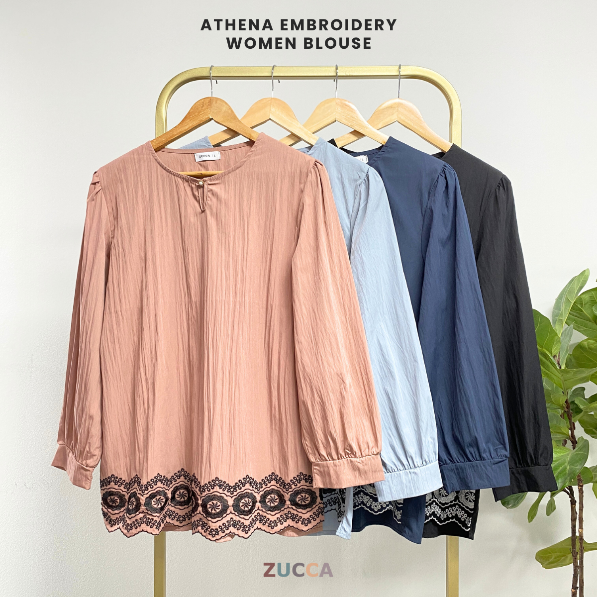 ZUCCA ATHENA BLAUS KASUAL WANITA - DM268 CRINKLED COTTON BLOUSE