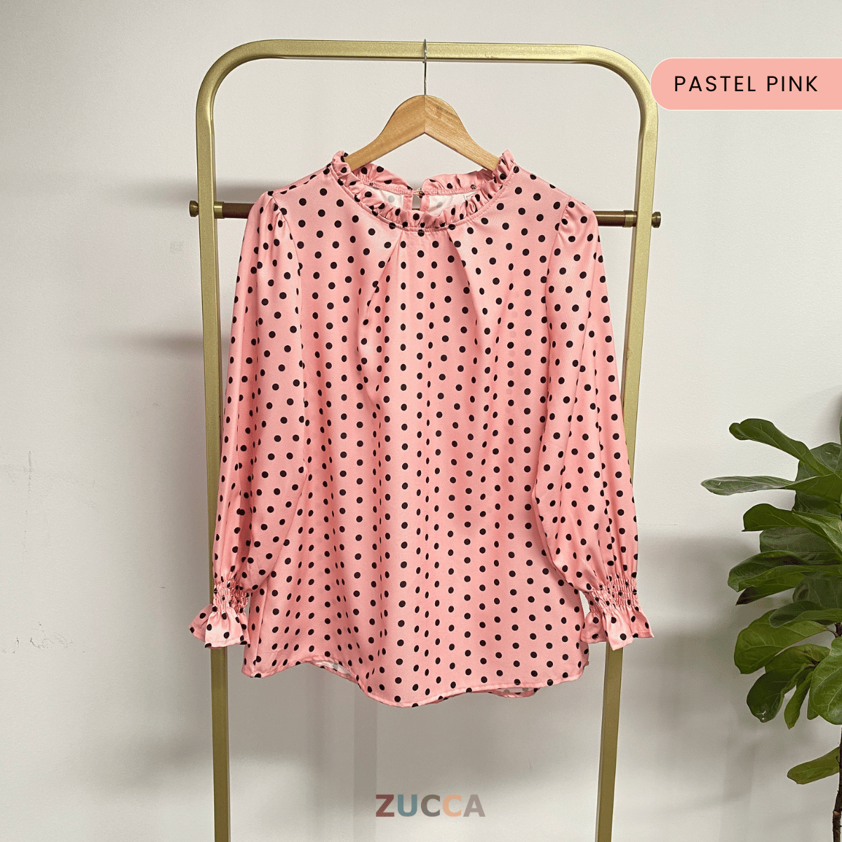 ZUCCA QISTINE POLKA RUFFLE BLOUSE– DM273 Tops  Shirts