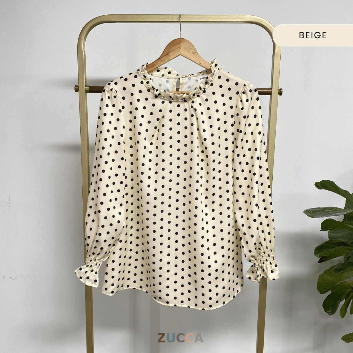ZUCCA QISTINE POLKA RUFFLE BLOUSE– DM273 Tops  Shirts