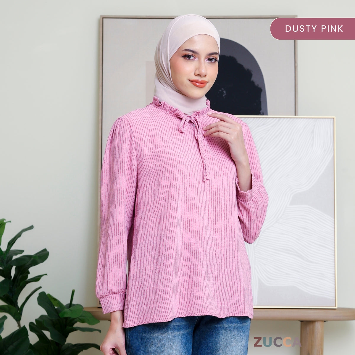 ZUCCA DAYANA KASUAL WOMEN BLOUSE RUFFLE NECK - DM279