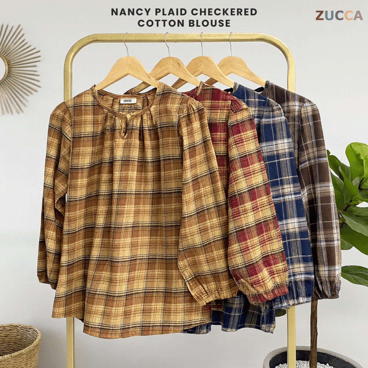 ZUCCA NANCY BLAUS WANITA KASUAL CORAK PLAID - DM282