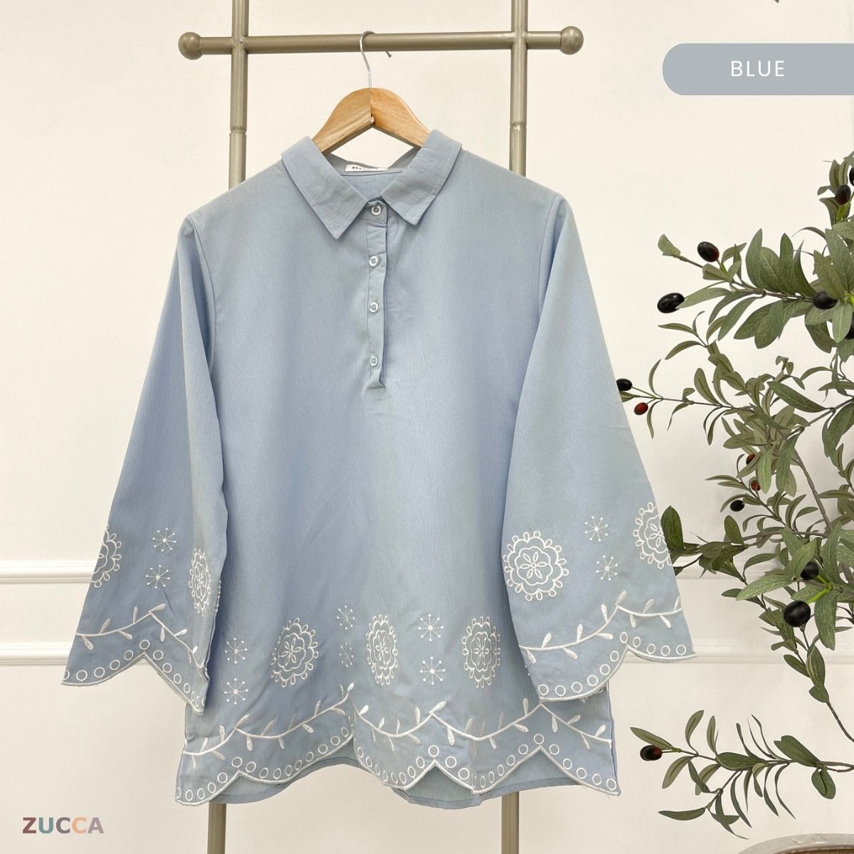 ZUCCA AMALINA MODEST EMBROIDERY BLOUSE-DM294