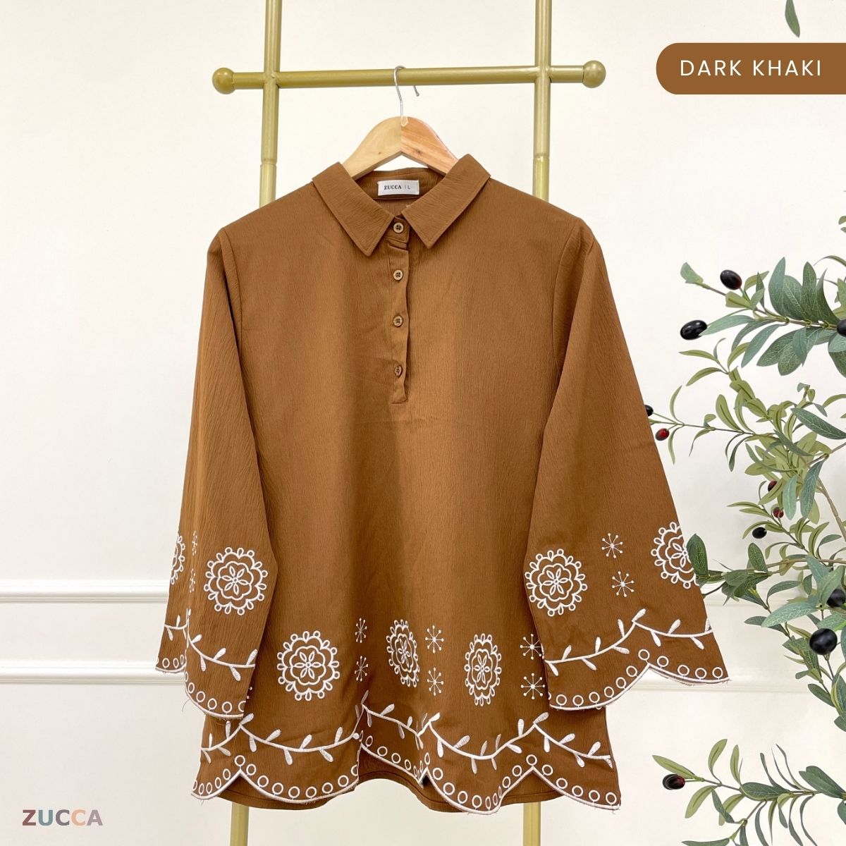 ZUCCA AMALINA MODEST EMBROIDERY BLOUSE-DM294
