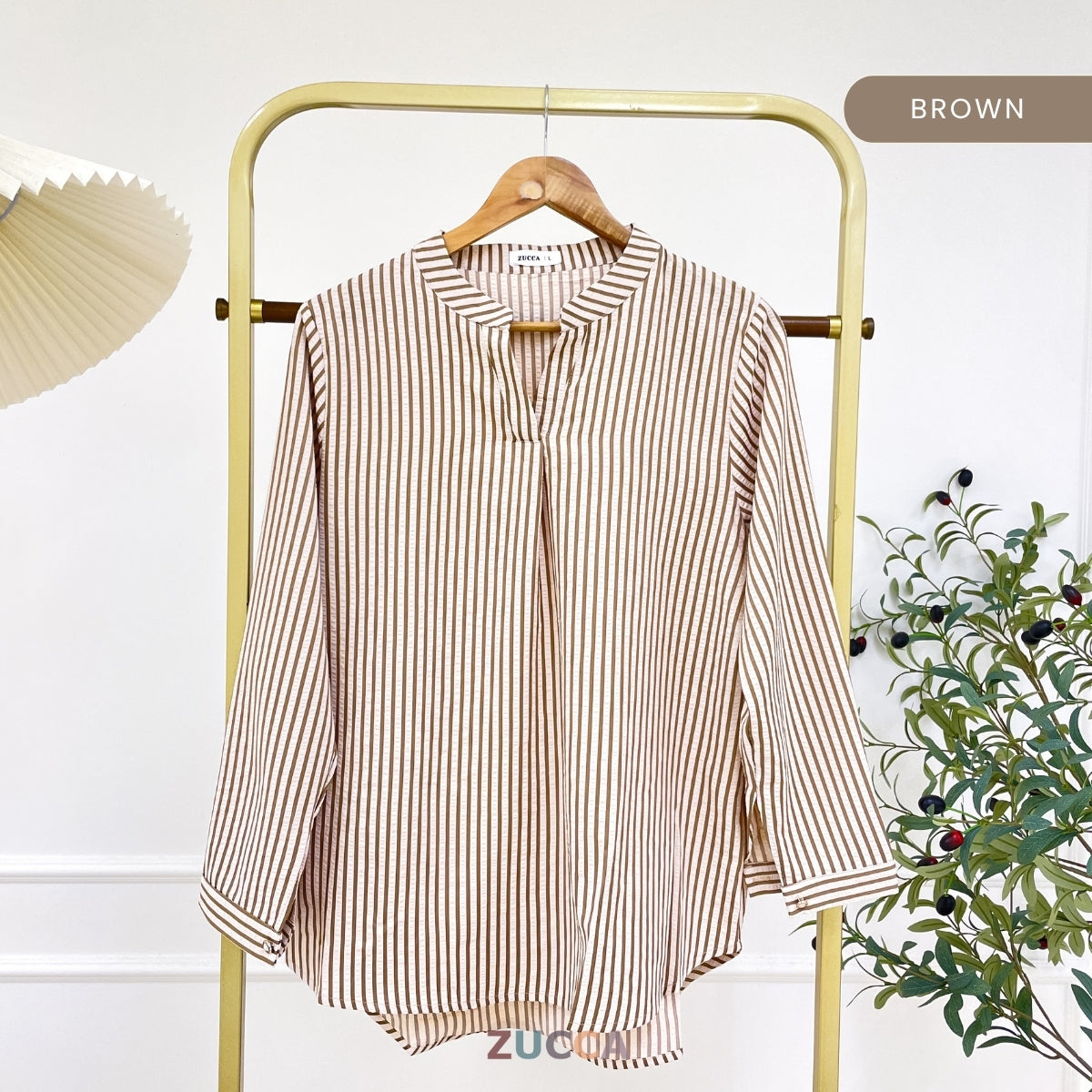 ZUCCA ELVIANA STRIPE TEXTURED BLOUSE-DM300