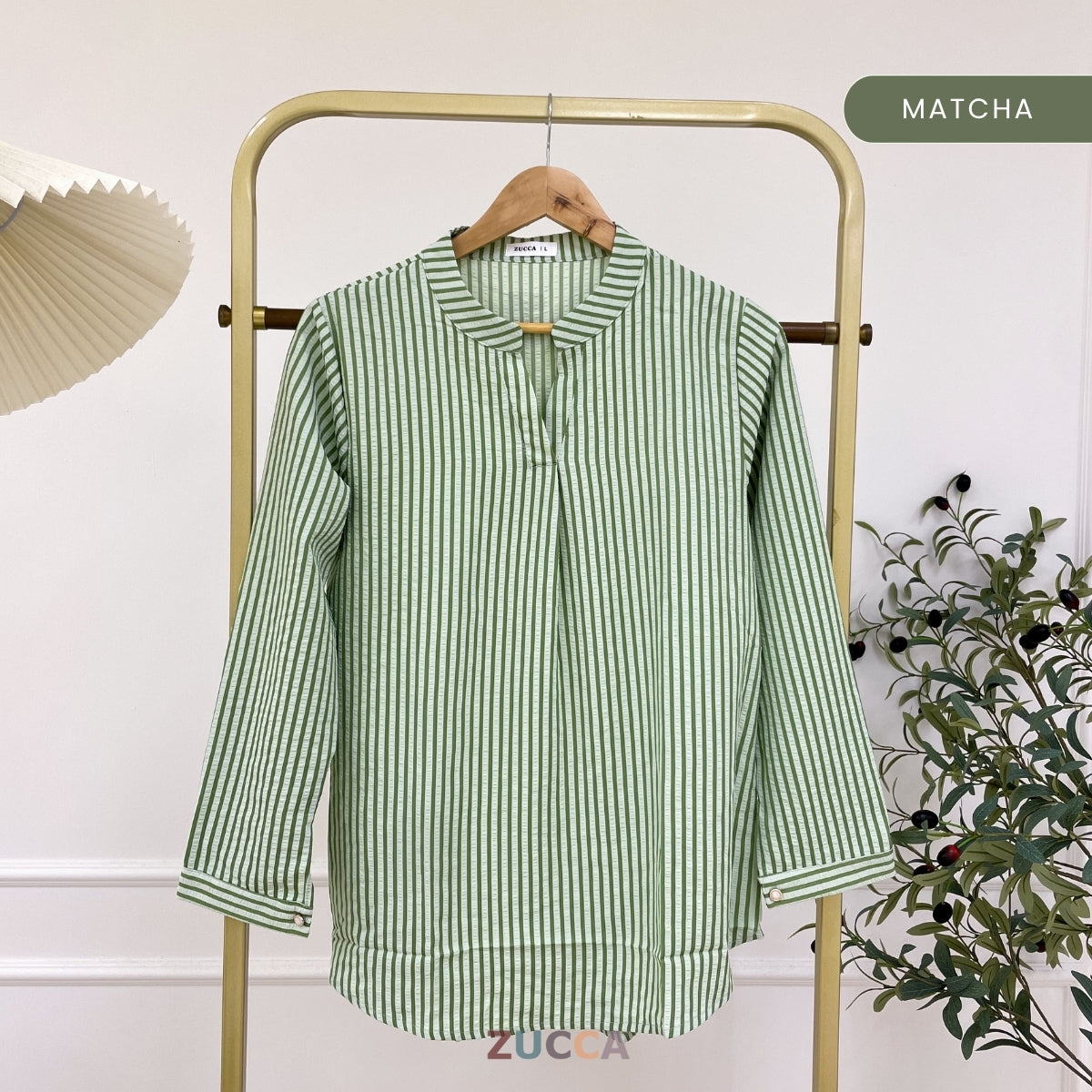 ZUCCA ELVIANA STRIPE TEXTURED BLOUSE-DM300