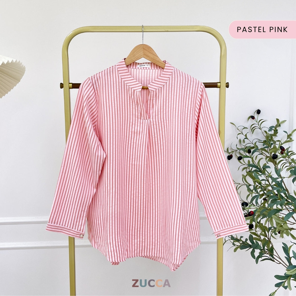 ZUCCA ELVIANA STRIPE TEXTURED BLOUSE-DM300
