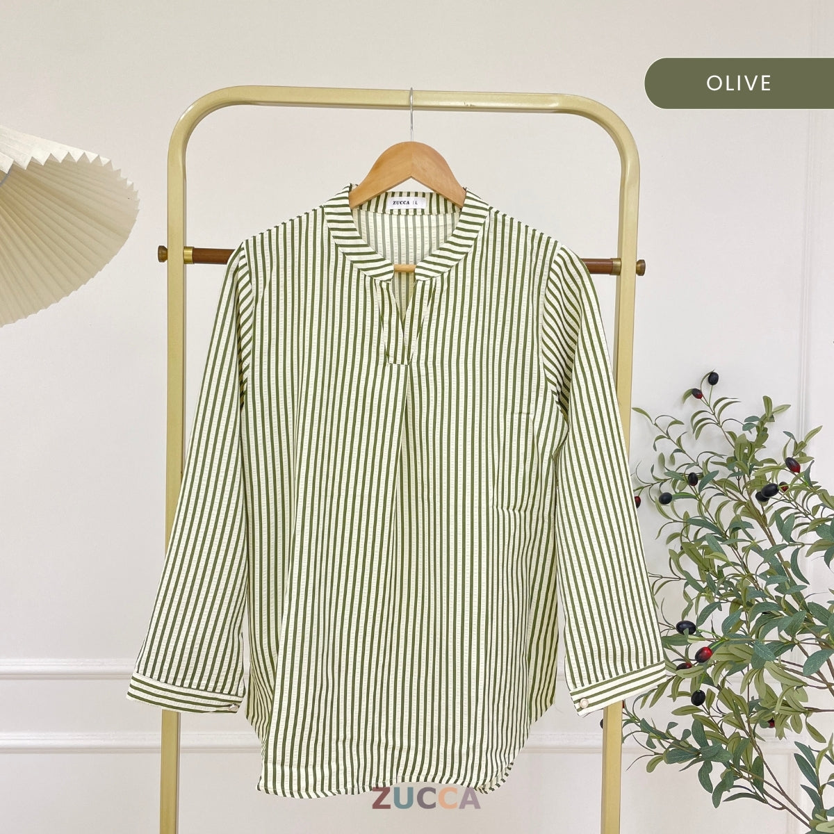 ZUCCA ELVIANA STRIPE TEXTURED BLOUSE-DM300