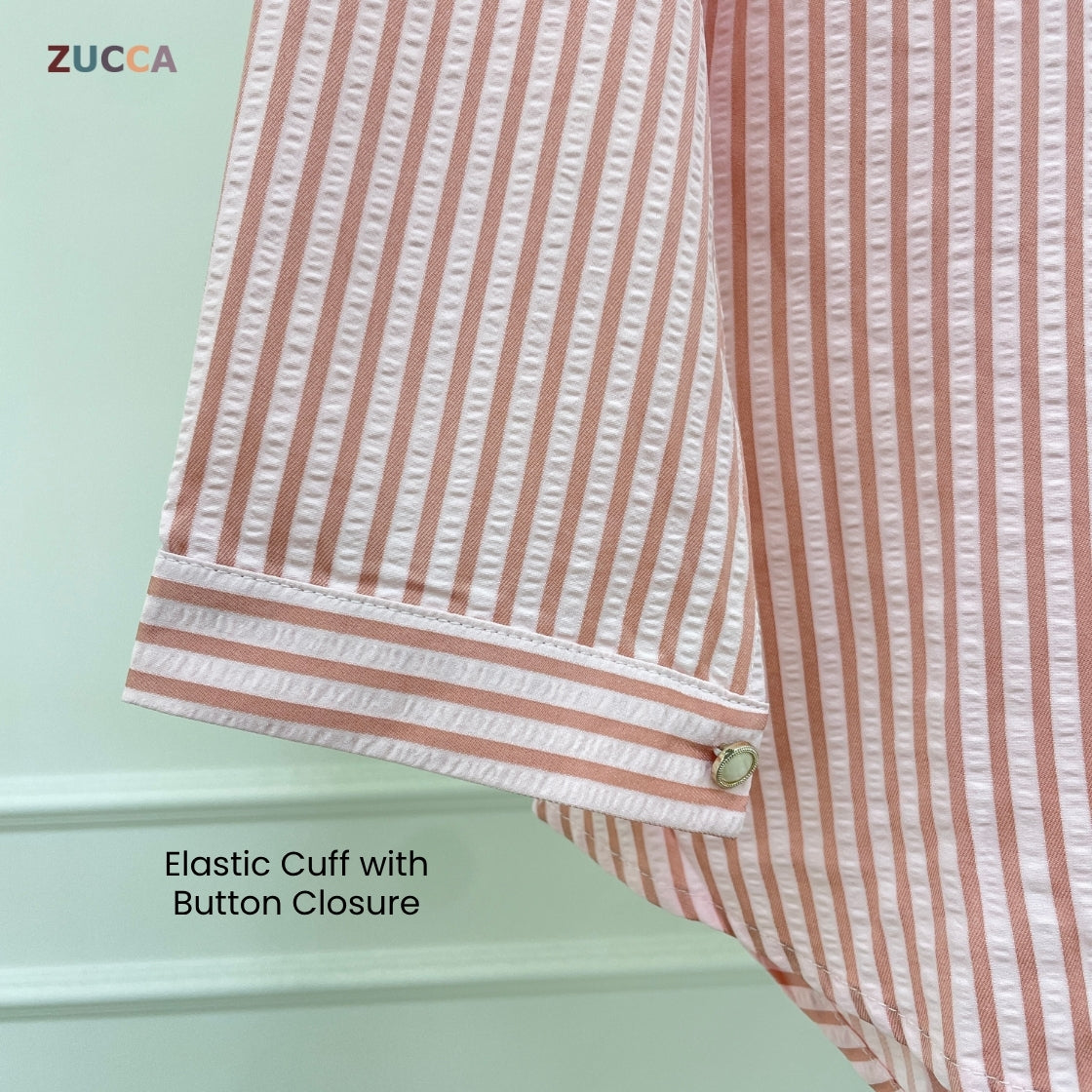 ZUCCA ELVIANA STRIPE TEXTURED BLOUSE-DM300
