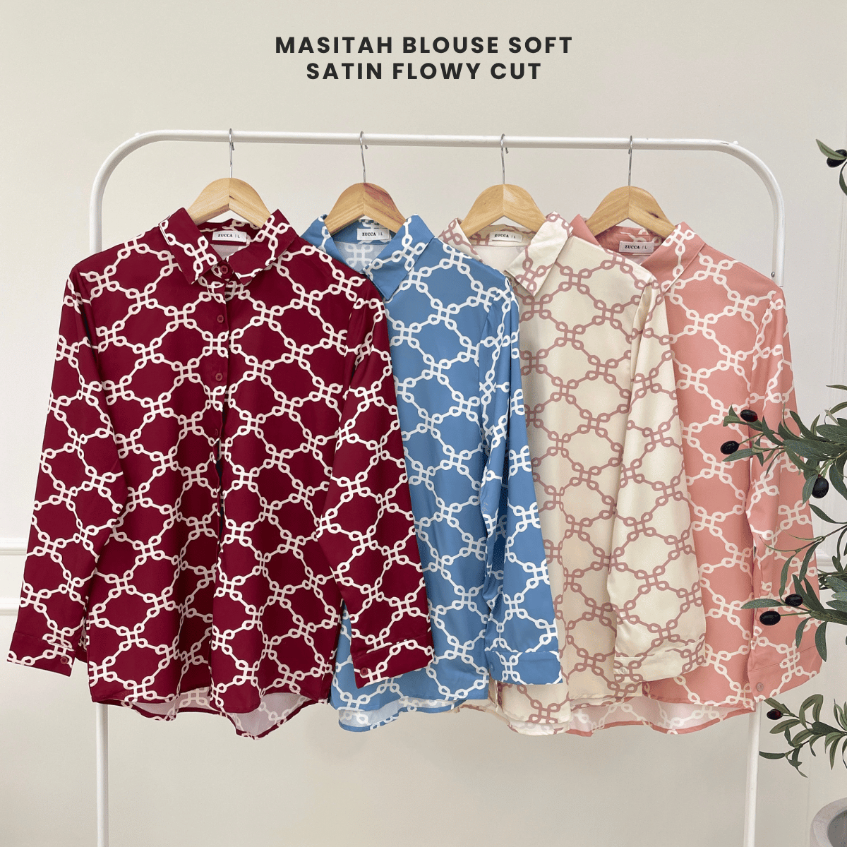 ZUCCA  MASITAH BLOUSE SOFT SATIN FLOWY CUT -DM298