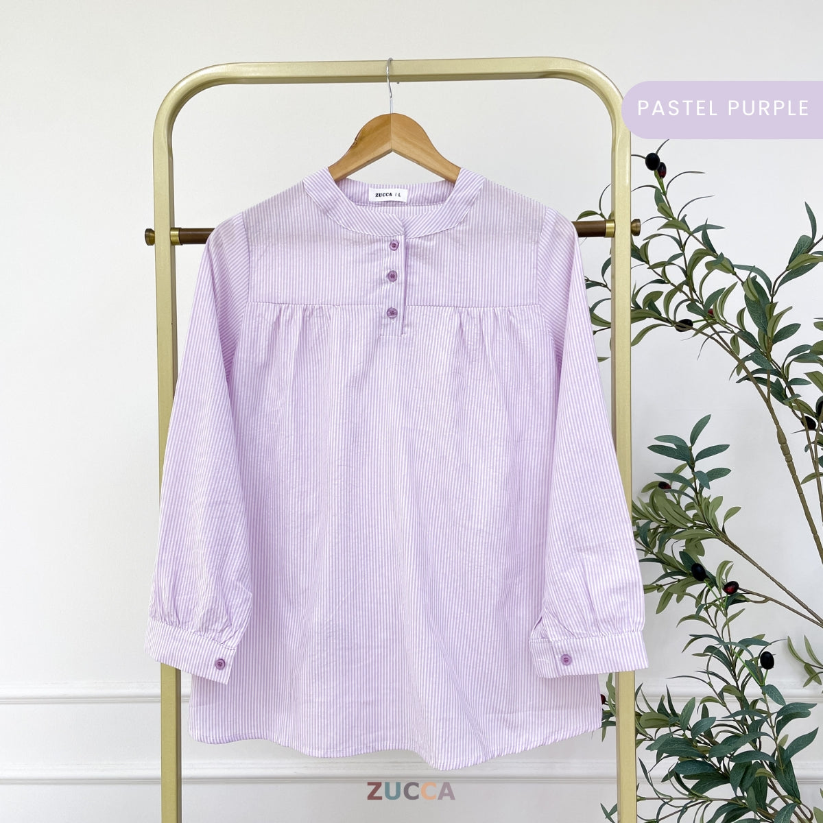 ZUCCA ELVINA MODEST STRIPES LUXE-DM299 Tops Shirts