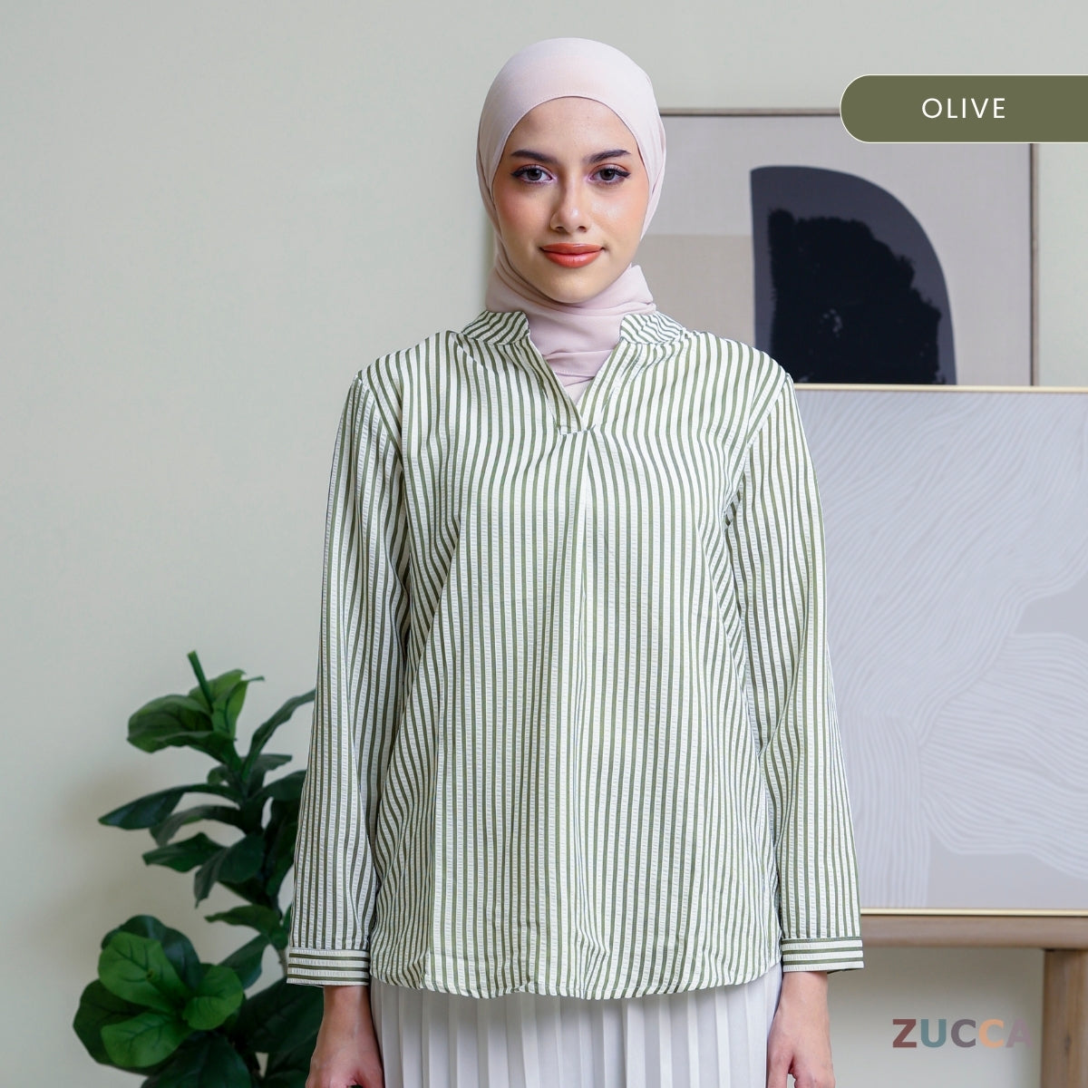 ZUCCA ELVIANA STRIPE TEXTURED BLOUSE-DM300