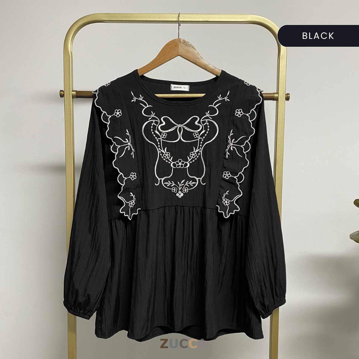 ZUCCA HAZITA BLOUSE BLOOM EMBROIDERY - DM302