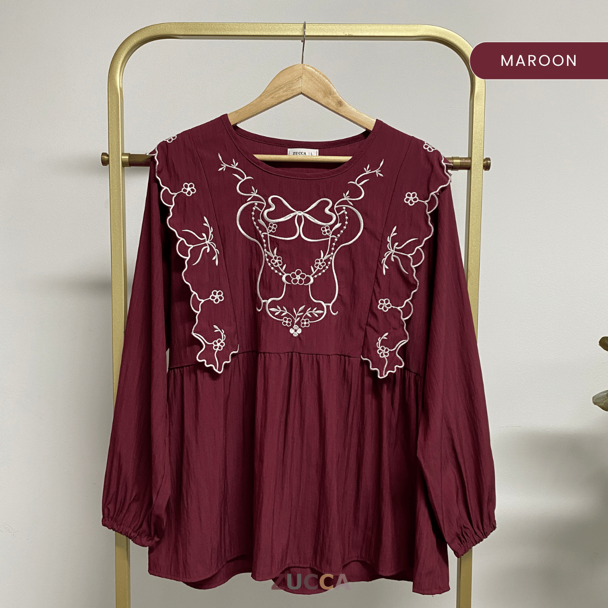 ZUCCA HAZITA BLOUSE BLOOM EMBROIDERY - DM302