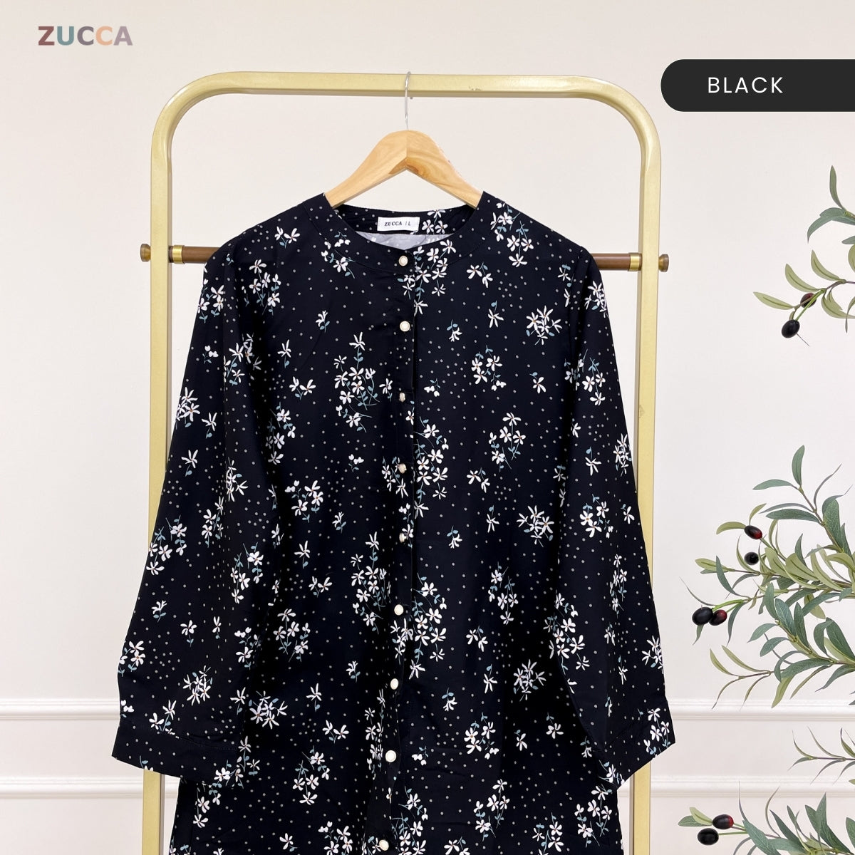 ZUCCA AINA MUSLIMAH KASUAL LONG BLOUSE FLOWER PATTERN - DM306
