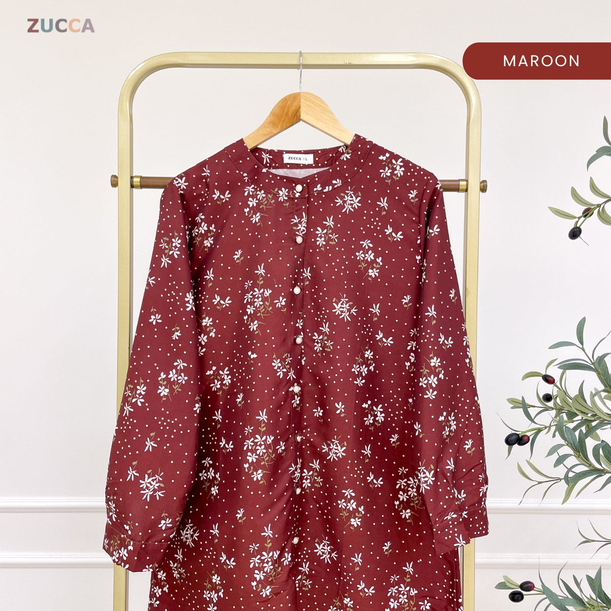 ZUCCA AINA MUSLIMAH KASUAL LONG BLOUSE FLOWER PATTERN - DM306