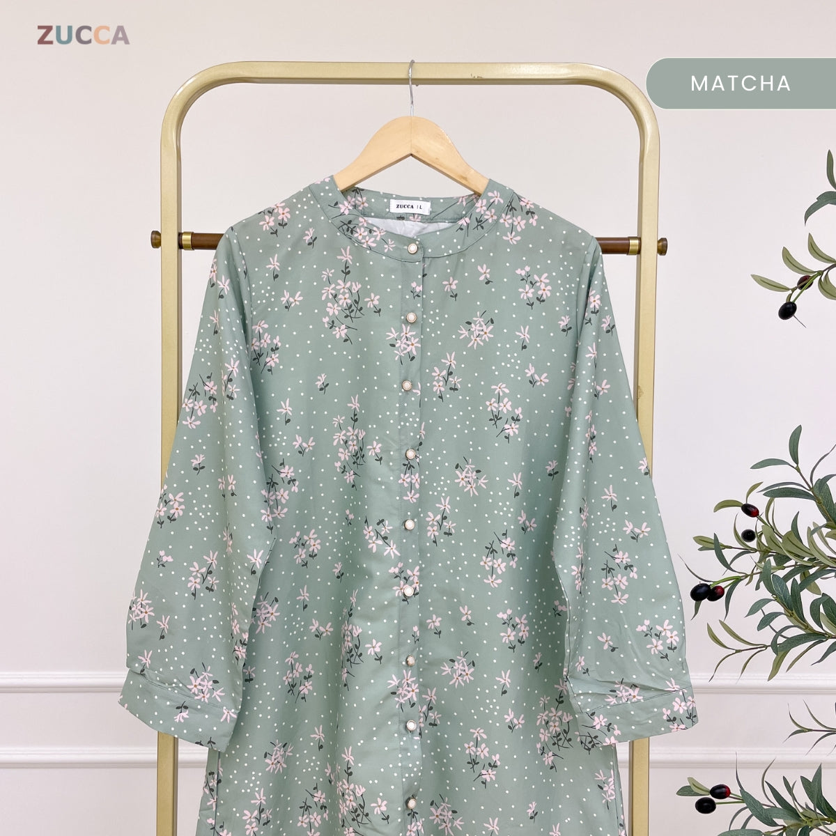 ZUCCA AINA MUSLIMAH KASUAL LONG BLOUSE FLOWER PATTERN - DM306