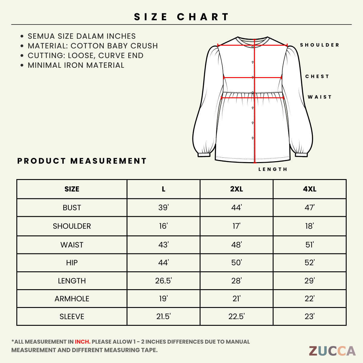 ZUCCA AZARIA KASUAL WOMEN EMBROIDERED STITCH BLOUSE - DM317