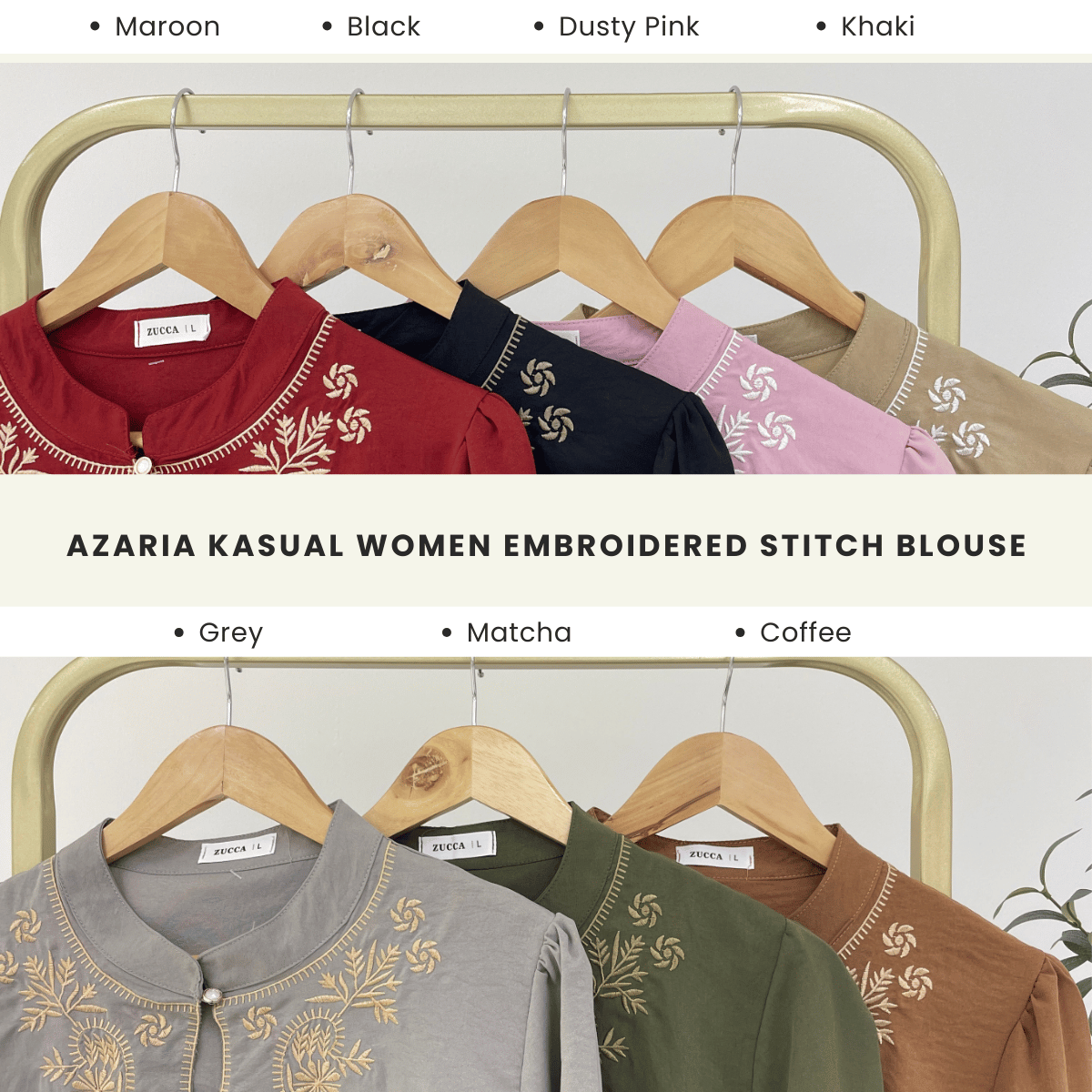 ZUCCA AZARIA KASUAL WOMEN EMBROIDERED STITCH BLOUSE - DM317