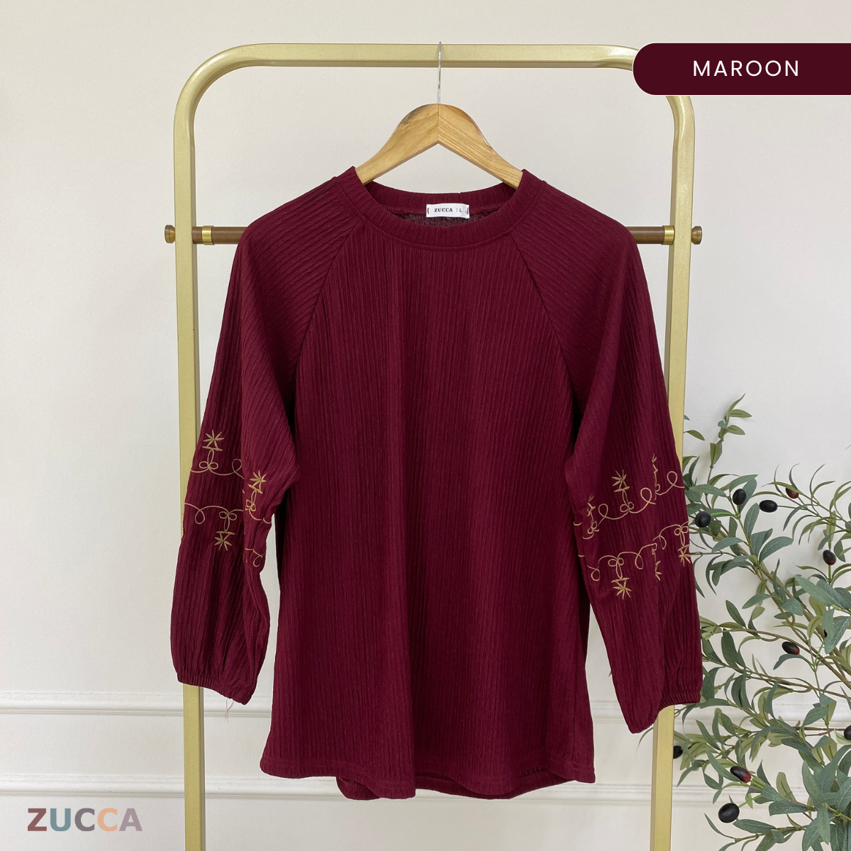 ZUCCA ARIYA KASUAL PLEATED BLOUSE LONG SLEEVE - DM319
