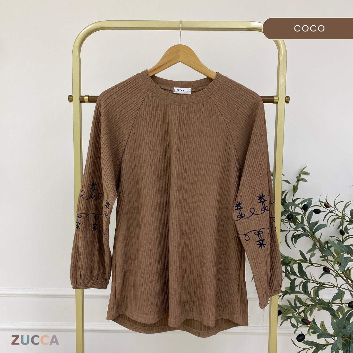 ZUCCA ARIYA KASUAL PLEATED BLOUSE LONG SLEEVE - DM319