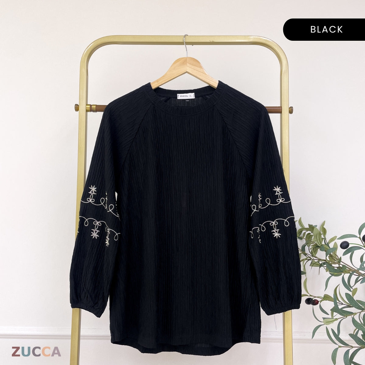 ZUCCA ARIYA KASUAL PLEATED BLOUSE LONG SLEEVE - DM319