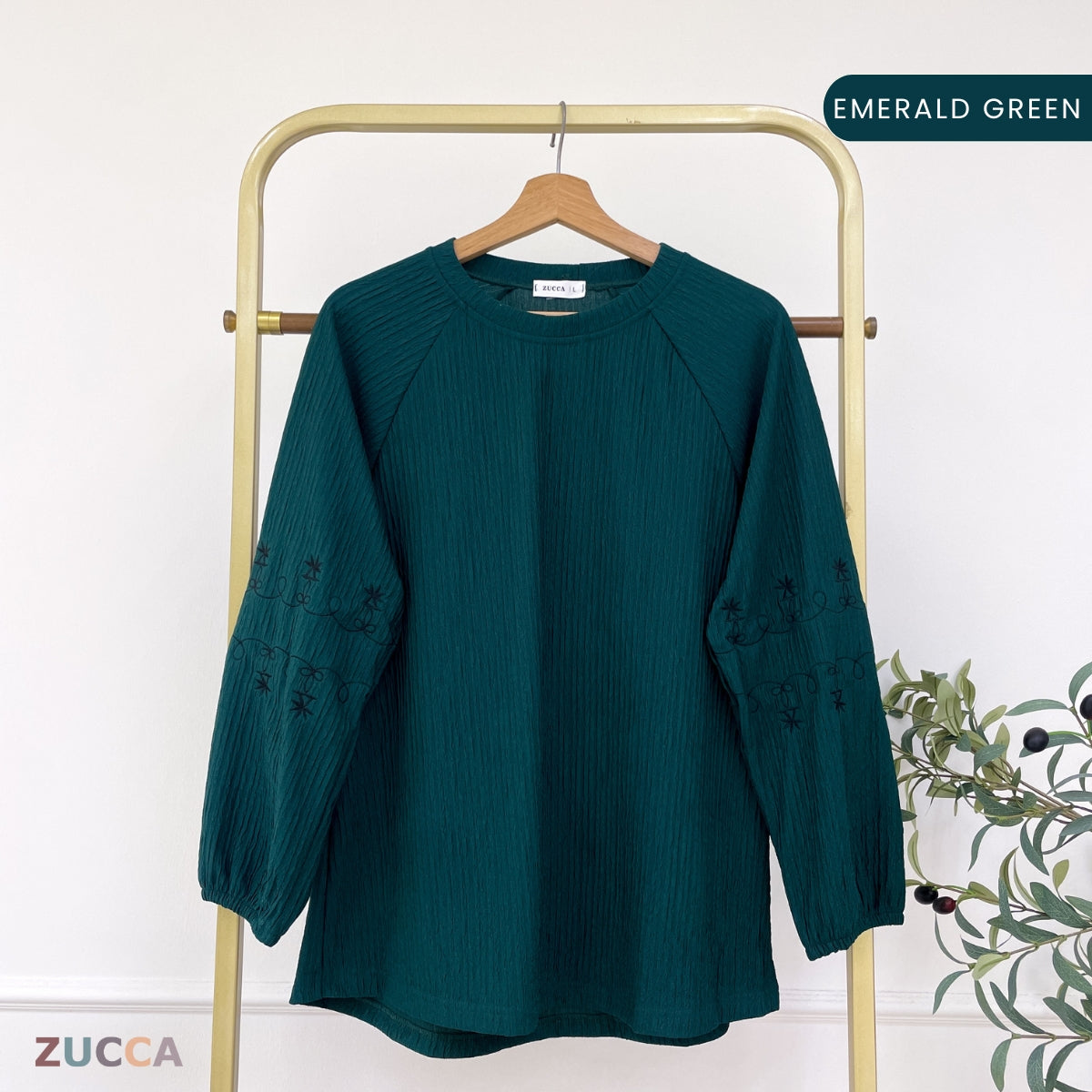 ZUCCA ARIYA KASUAL PLEATED BLOUSE LONG SLEEVE - DM319