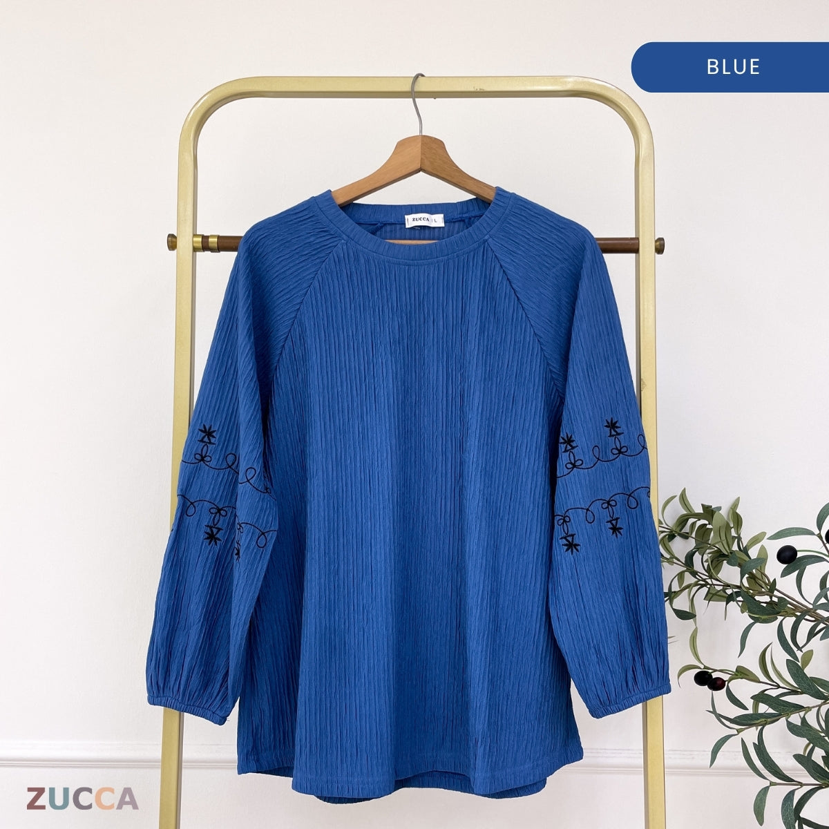 ZUCCA ARIYA KASUAL PLEATED BLOUSE LONG SLEEVE - DM319