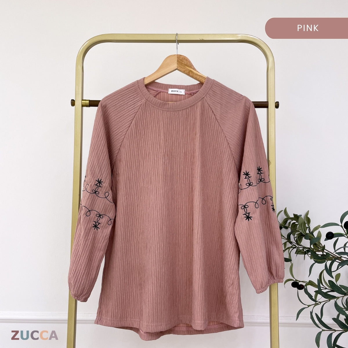 ZUCCA ARIYA KASUAL PLEATED BLOUSE LONG SLEEVE - DM319