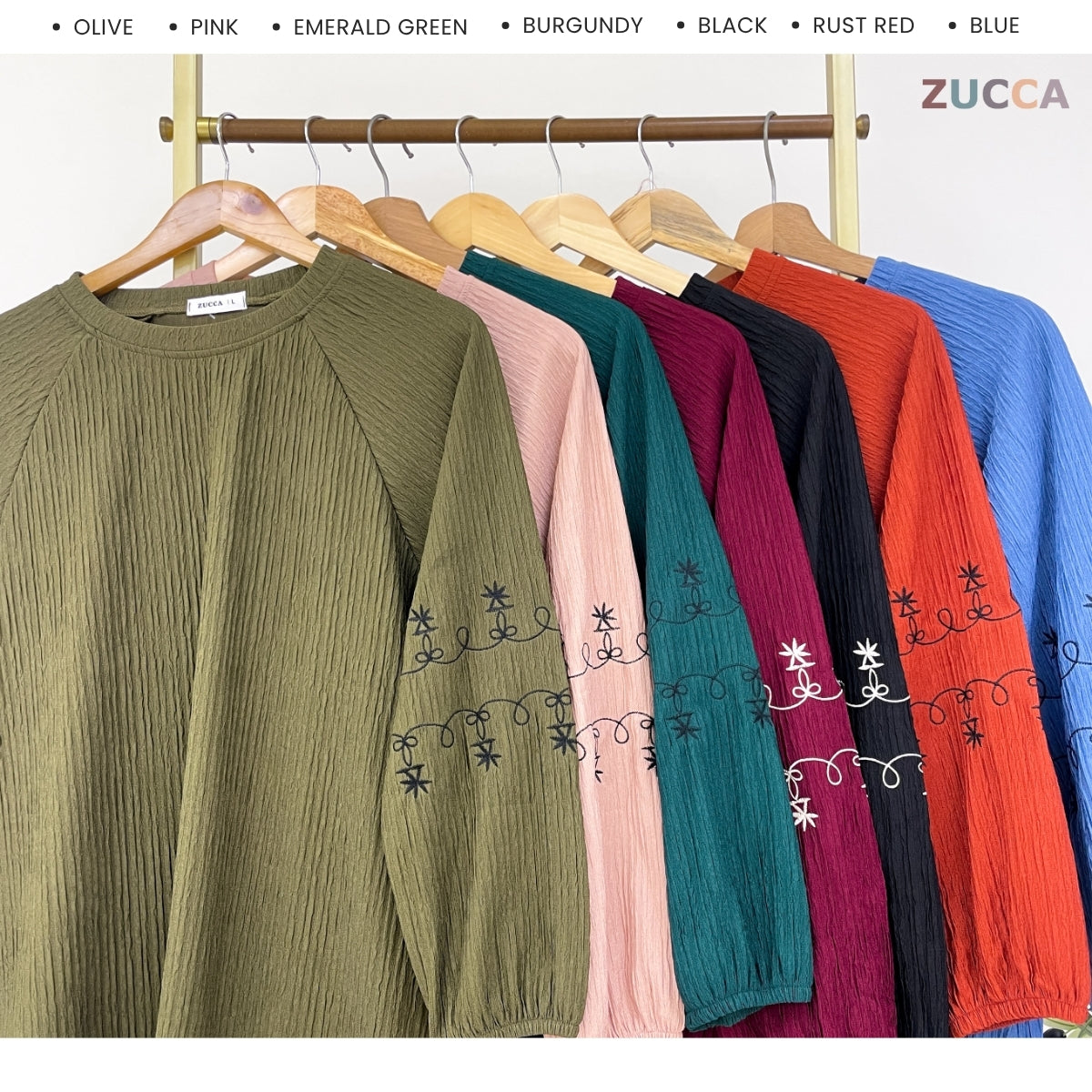 ZUCCA ARIYA KASUAL PLEATED BLOUSE LONG SLEEVE - DM319