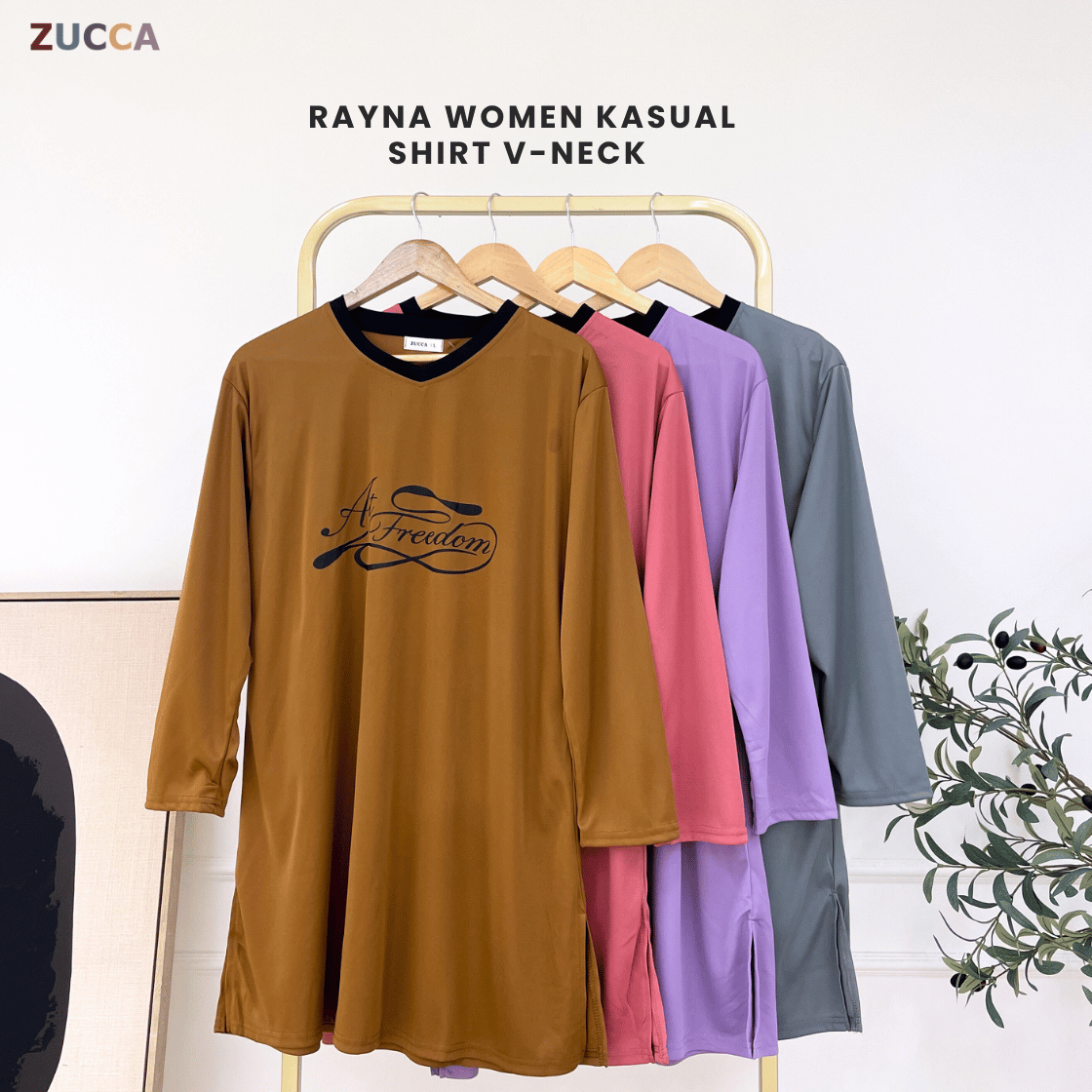 ZUCCA RAYNA WOMEN KASUAL SHIRT V-NECK - DMS1002