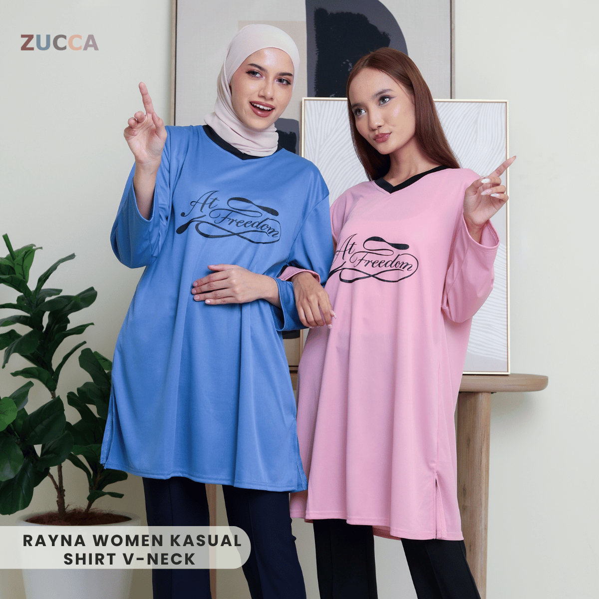 ZUCCA RAYNA WOMEN KASUAL SHIRT V-NECK - DMS1002