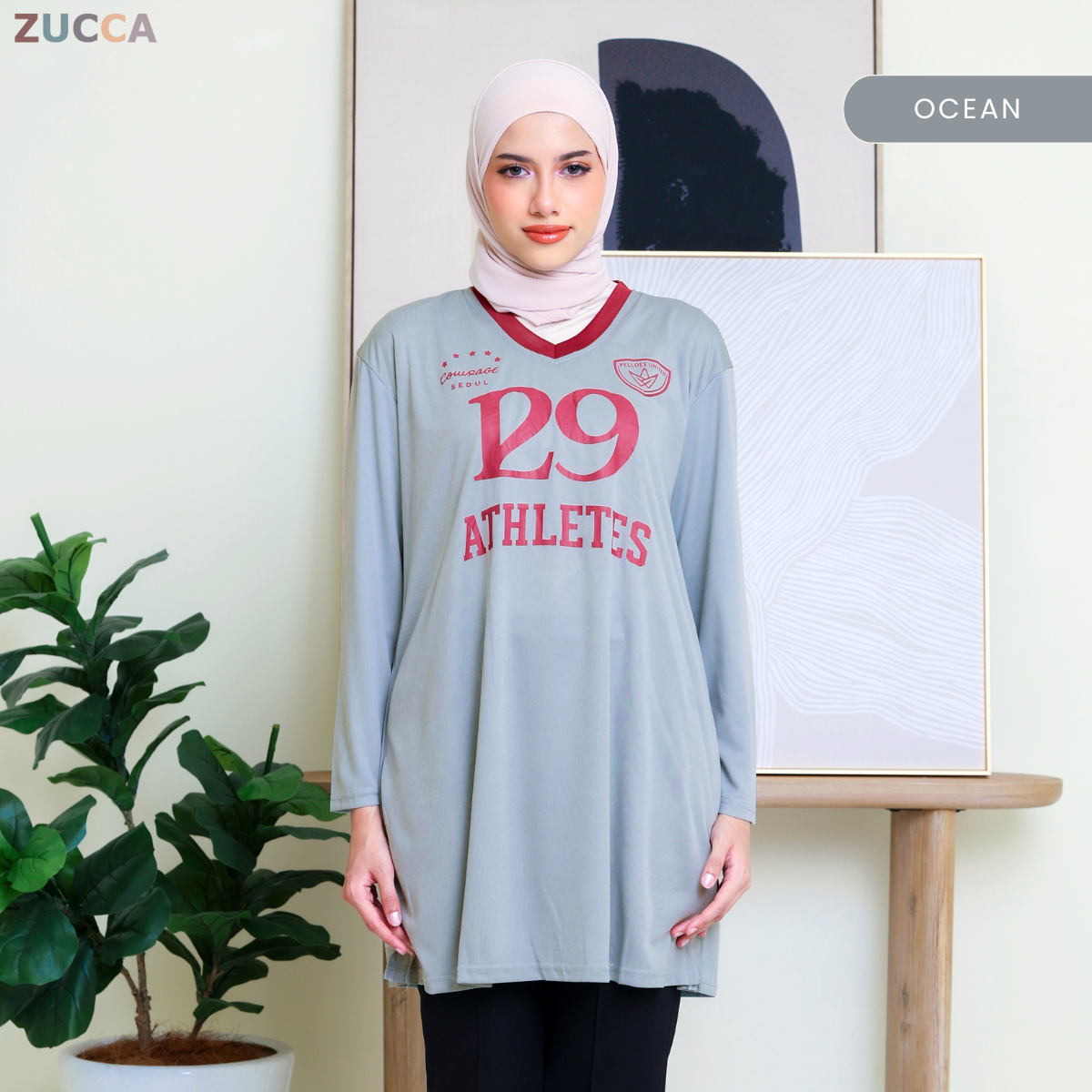 ZUCCA ALESIA KASUAL MUSLIMAH SHIRT V NECK - DMS1005