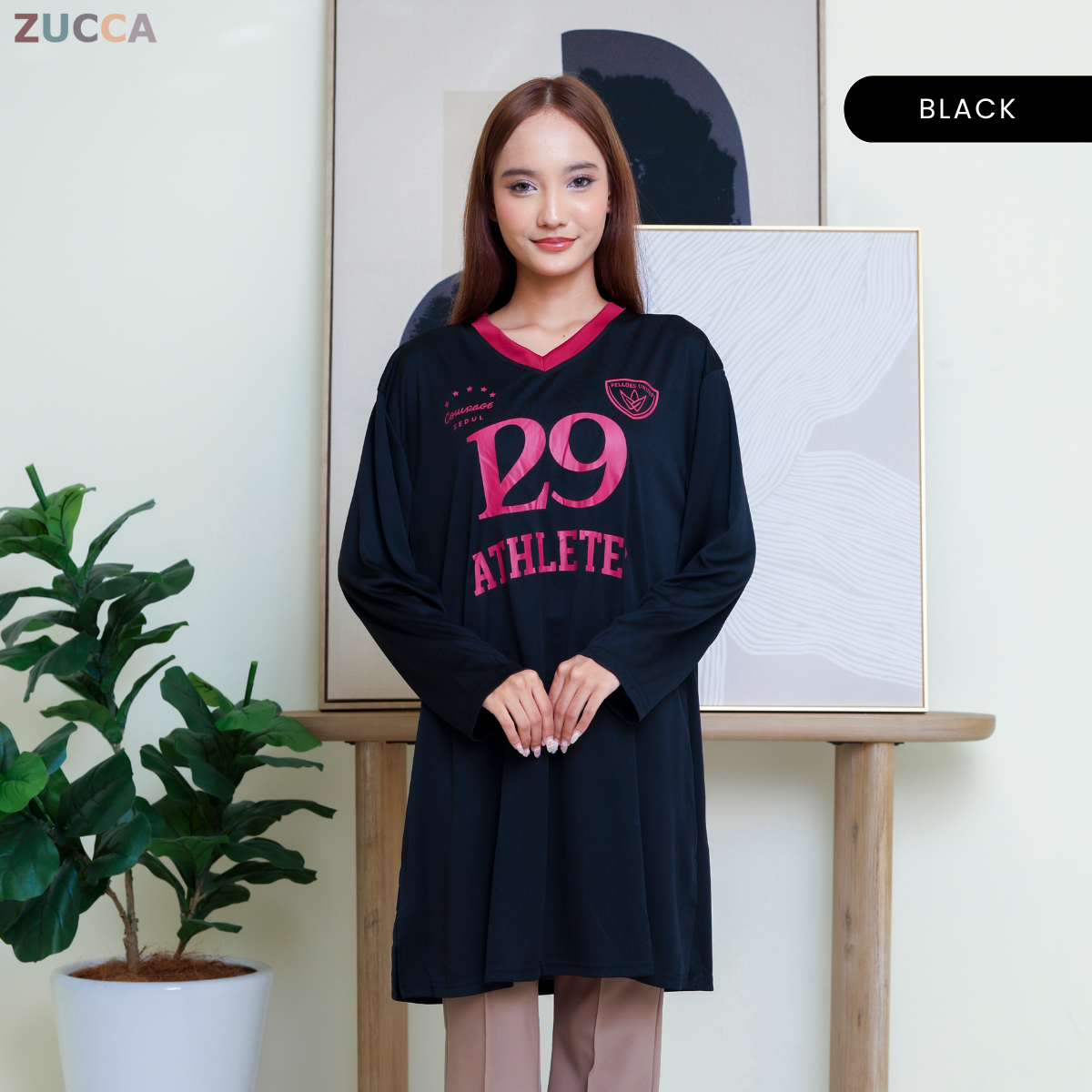 ZUCCA ALESIA KASUAL MUSLIMAH SHIRT V NECK - DMS1005