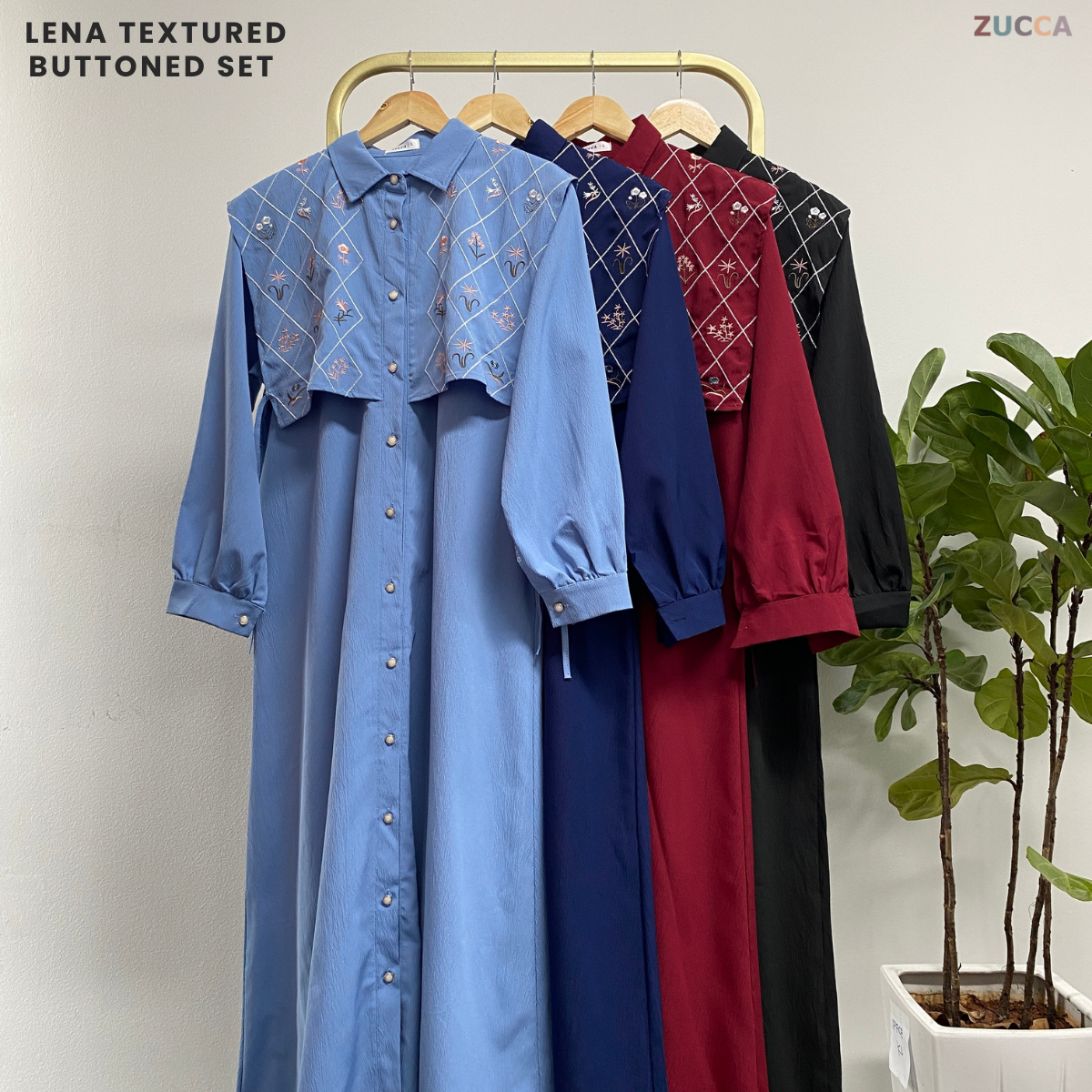 ZUCCA NIRINA SET BAJU BERBUTANG BERCORAK - DMSET005 BAJU WANITA