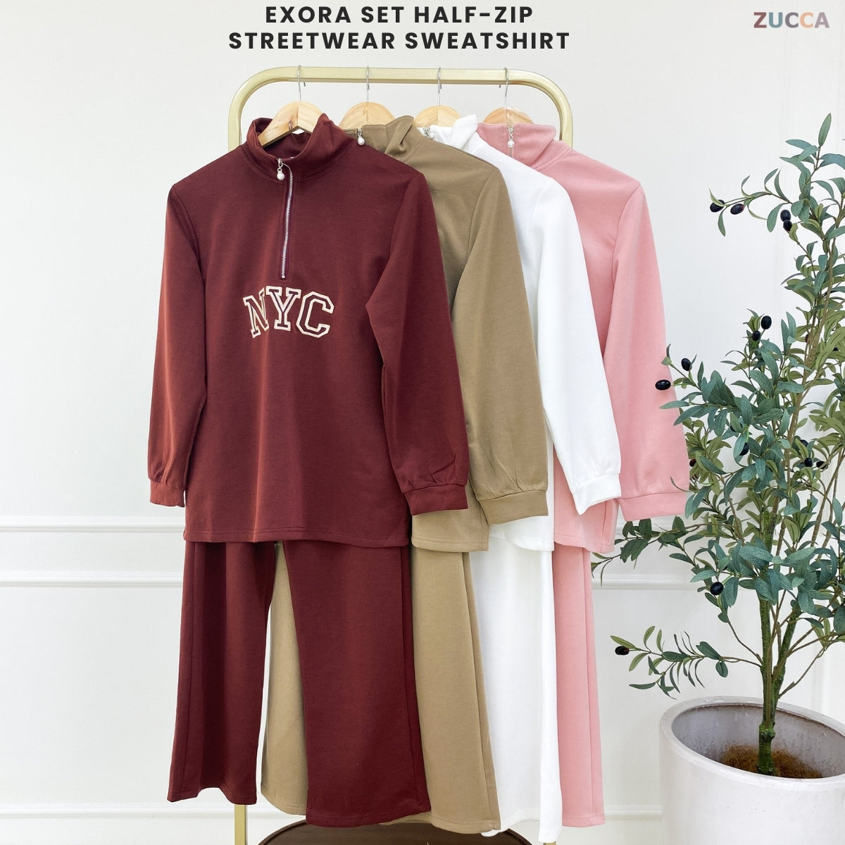 ZUCCA EXORA SET HALF-ZIP STREETWEAR SWEATSHIRT-DMSET008