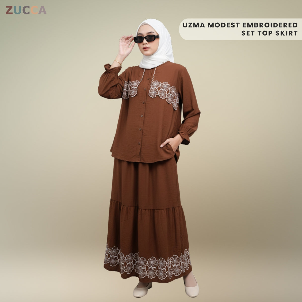 ZUCCA UZMA MODEST EMBROIDERED SET-DMSET013