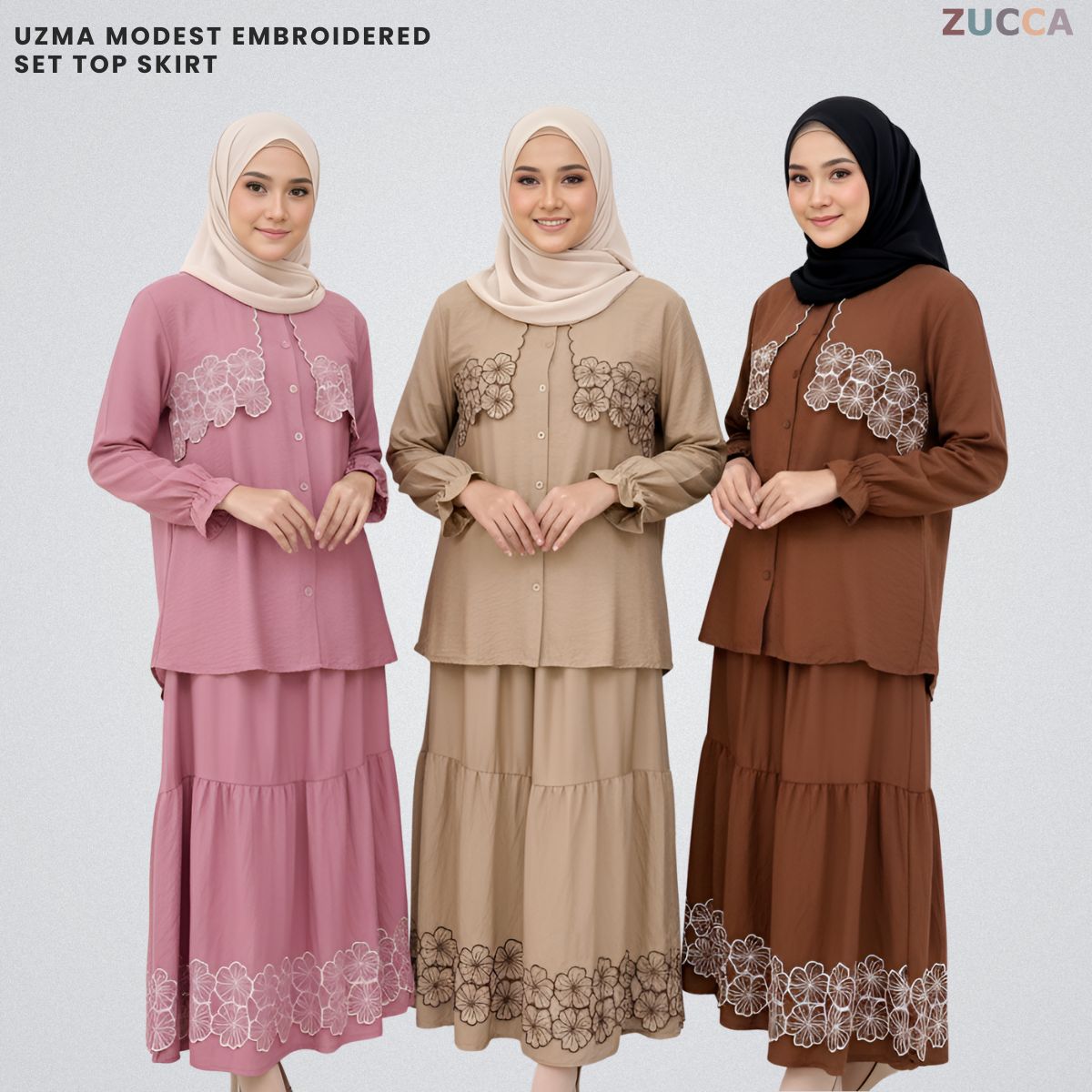 ZUCCA UZMA MODEST EMBROIDERED SET-DMSET013