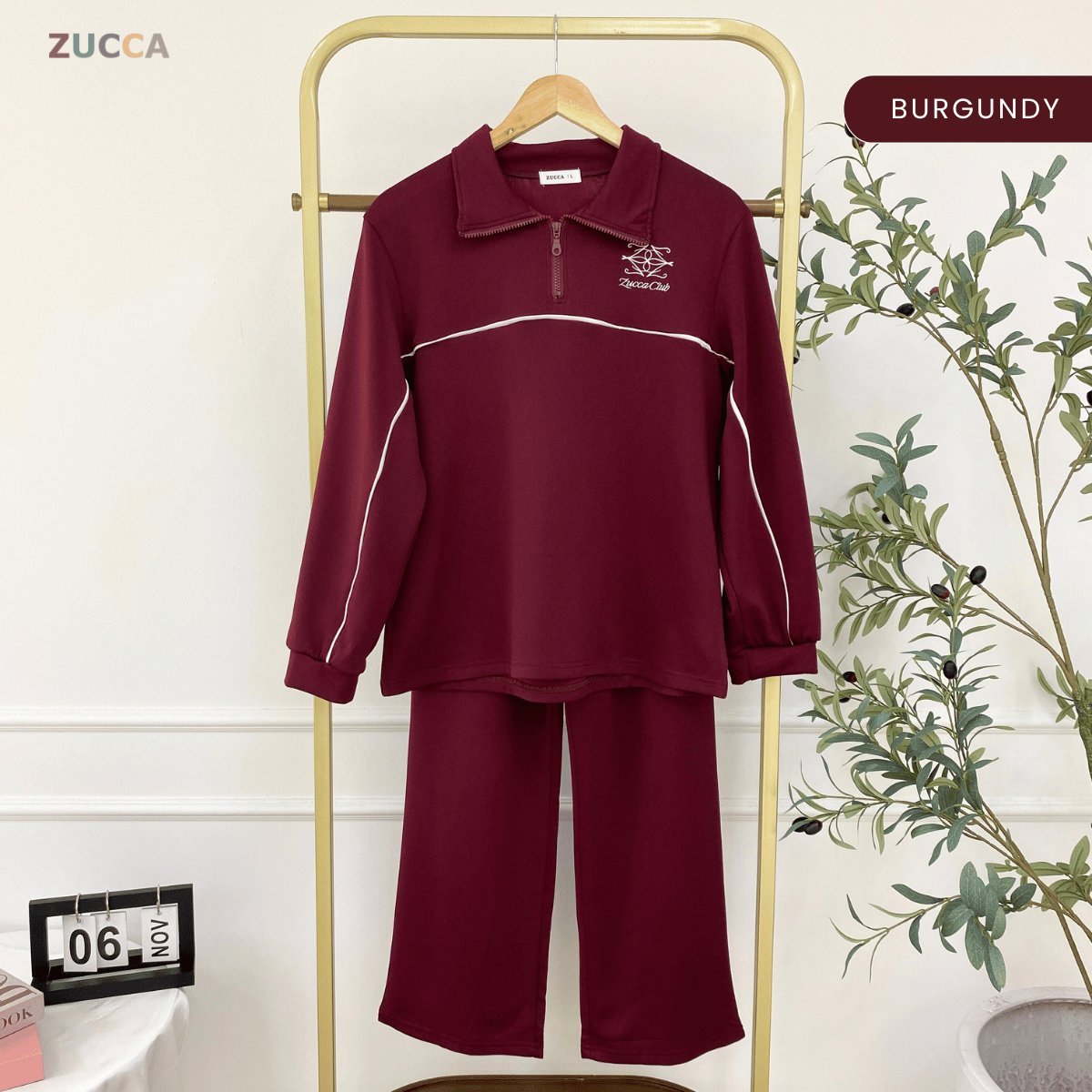 ZUCCA LINNIEY RELAXED HALF-ZIP TWO-PIECE SET-DMSET016