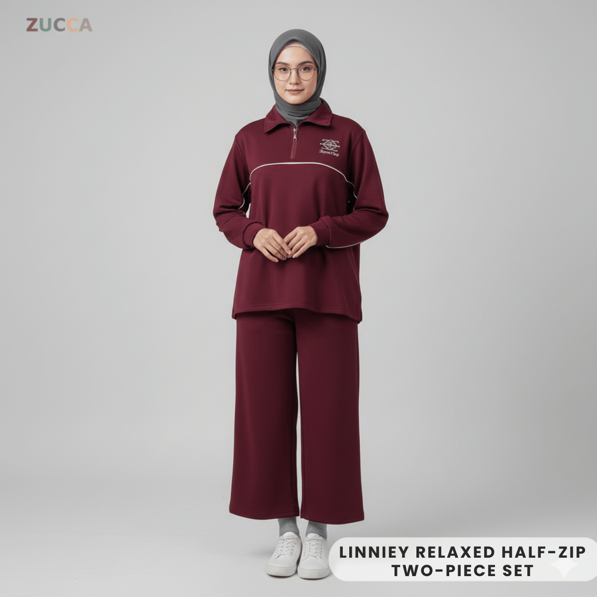 ZUCCA LINNIEY RELAXED HALF-ZIP TWO-PIECE SET-DMSET016
