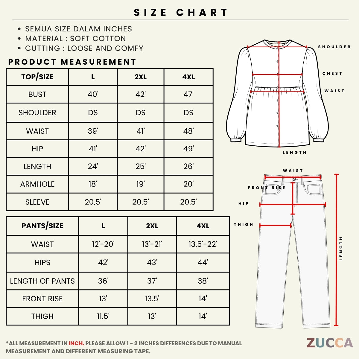 ZUCCA JAZYLN WOMEN SET STREATWEAR TOP PANTS - DMSET017