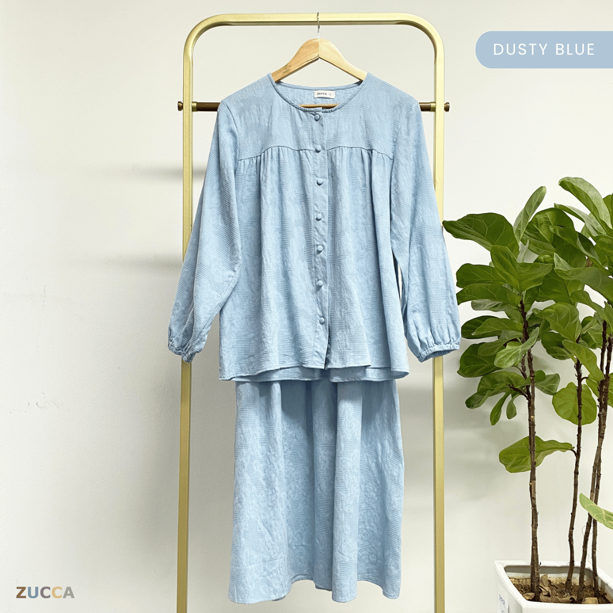 ZUCCA LENA SET BAJU BERBUTANG BERCORAK - DMSET004