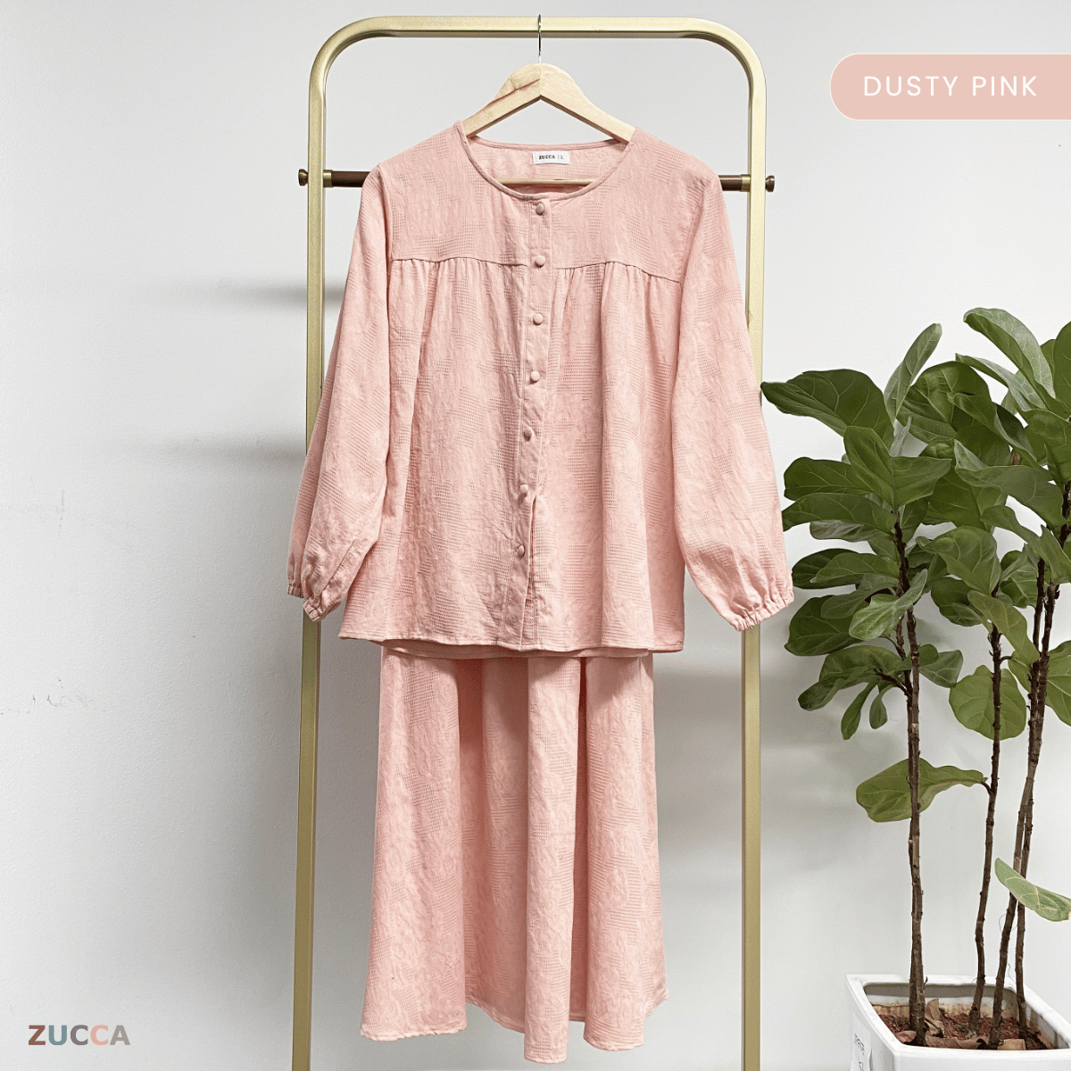 ZUCCA LENA SET BAJU BERBUTANG BERCORAK - DMSET004