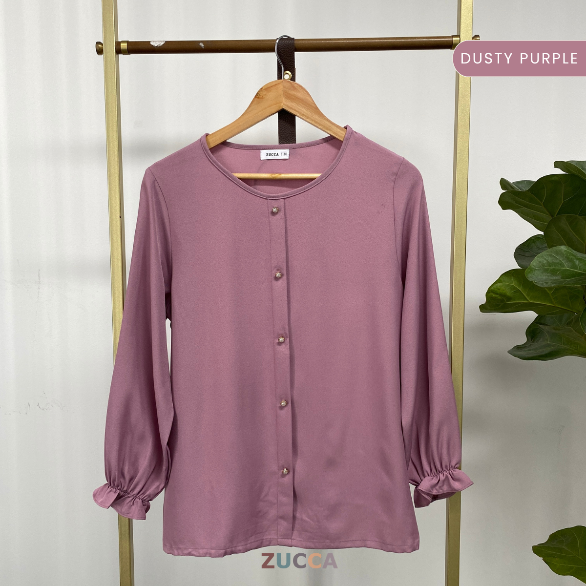 ZUCCA HAZIYA MINIMALIST PEARL BUTTON BLOUSE - MA038